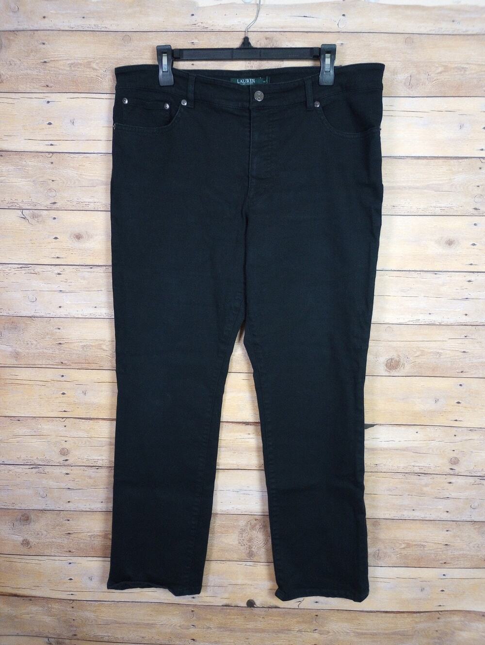 Lauren Ralph Lauren Women Jeans 16 Black Straight Leg
